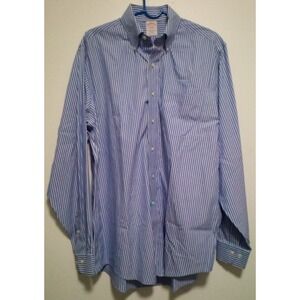 Brooks Brothers Shirt Mens 15 1/2 34 Red Striped Traditional Fit Non-Iron Cotton
